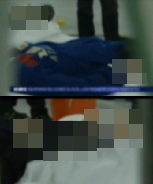 프랑스 방송에서 세월호 희생자의 시신이 모자이크로 처리되지 않고 그대로 방송됐다. / 프랑스 방송 프랑스3 캡처