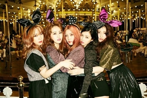 포미닛 허가윤(왼쪽에서 두 번째)과 권소현(가운데)이 지난28일 진행된 JTBC 마녀사냥 녹화에 참여했다. /큐브 엔터테인먼트 제공