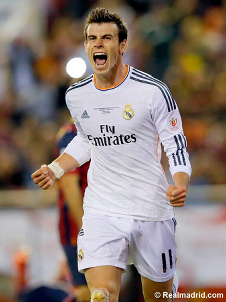 베일이 2013~2014시즌 스페인 코파 델 레이(국왕컵) 결승전 레알 마드리드전에서 후반 40분 결승 골을 터뜨린 뒤 포효하고 있다. / 레알 마드리드 트위터