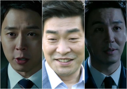 SBS 쓰리데이즈는 박유천 손현주 최원영(왼쪽부터) 등 남자 배우들의 열연으로 몰입도를 높였다. / SBS 방송 화면 캡처