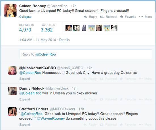 리버풀을 응원한 콜린 루니. / 콜린 루니 트위터 캡처