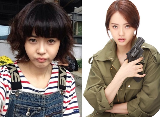 배우 고아라가 맡은 SBS 수목드라마 너희들은 포위됐다의 어수선 역(오른쪽)이 지난해 큰 인기를 얻었던 tvN 응답하라 1994의 성나정 역과 다르지 않다는 우려를 안고 있다. / 고아라 트위터, SBS 제공