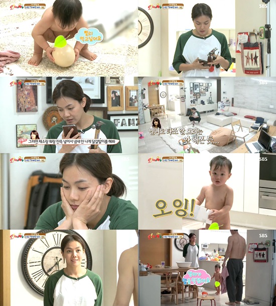 뮤지컬 배우 류승주가 타조알 요리를 꺼렸지만 자녀들의 성장기에 도움이 된다는 사실을 알고 의욕적으로 요리에 임하고 있다. / SBS 오! 마이 베이비 방송 캡처