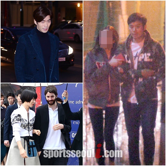 배우 천정명과 배두나-짐 스터게스, 신성록(왼쪽부터 시계방향으로)이 공개적으로 열애 소식을 알려 관심을 받고 있다. / 문병희 기자, 이새롬 기자, 남윤호 기자