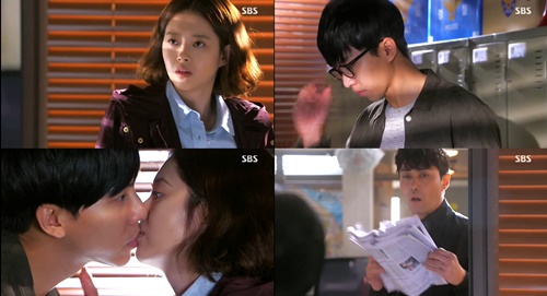 은대구(이승기 분)는 자신의 과거를 알아챈 어수선(고아라 분)의 입을 입맞춤으로 막아 러브라인의 본격화를 예고했다. / SBS 방송 화면 캡처