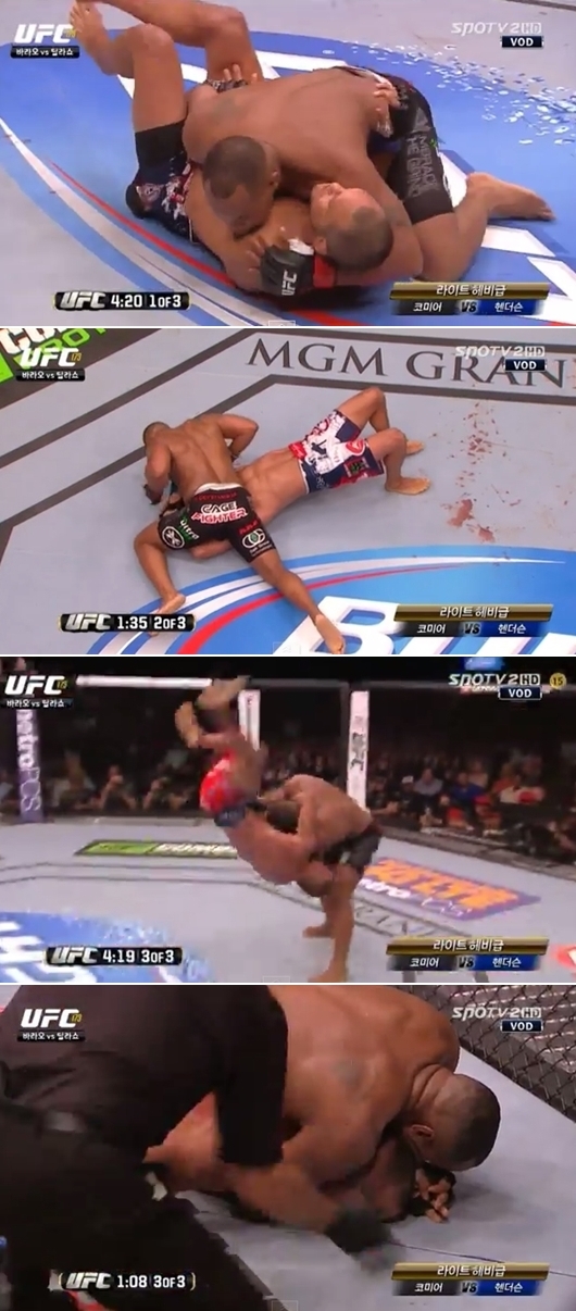 다니얼 코미어가 25일 라스베이거스에서 열린 UFC 173 메인이벤트 라이트 헤비급 매치에서 댄 헨더슨을 꺾었다. / SPOTV 제공