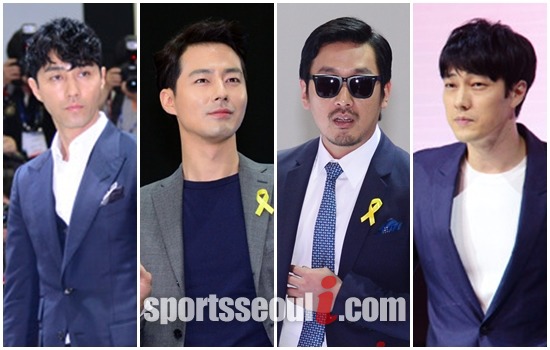 배우 차승원, 조인성, 하정우, 소지섭(왼쪽부터)이 2014 부산 모터쇼를 찾아 자리를 빛냈다./부산=남윤호 기자