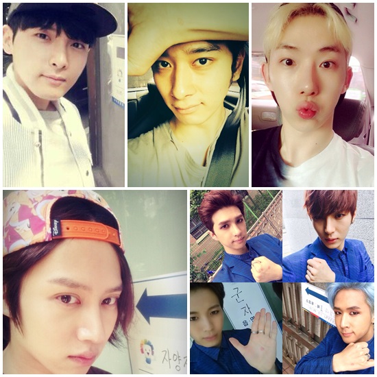 려욱 찬성 조권 빅스 김희철(왼쪽 위 시계방향) 등이 투표 인증샷을 올려 권리 행사의 중요성을 강조하고 있다./려욱 찬성 조권 빅스 트위터, 김희철 인스타그램