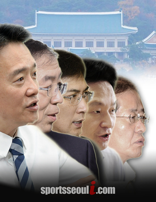 6·4 지방선거에서 승리하며 차기 대권 주자로 떠오른 남경필 경기지사, 박원순 서울시장, 안희정 충남지사, 원희룡 제주지사, 홍준표 경남지사 당선자(왼쪽부터 가나다 순)./사진=더팩트DB, 중앙선거관리위원회 제공. 그래픽=문지현 기자