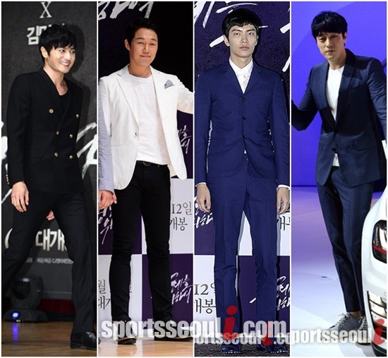 각양각색의 정장을 입은 네 배우 장동건 박성웅 이민기 소지섭(왼쪽부터)./최진석 남윤호 김슬기 기자