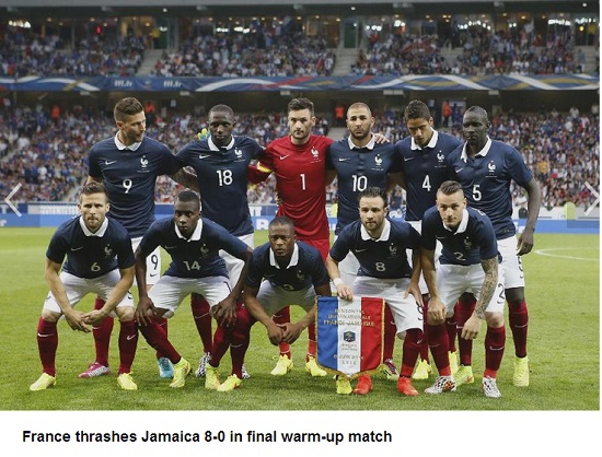 프랑스가 8일 열린 자메이카와 평가전에서 8-0으로 크게 이겼다. / 야후 홈페이지 캡처