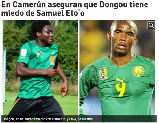 11일 스페인 언론 문도 데포르티보의 보도에 따르면 카메룬 축구협회는 사무엘 에투(오른쪽)을 비롯한 선수단이 묵는 호텔을 감시할 예정이다. / 스페인 문도 데포르티보 홈페이지