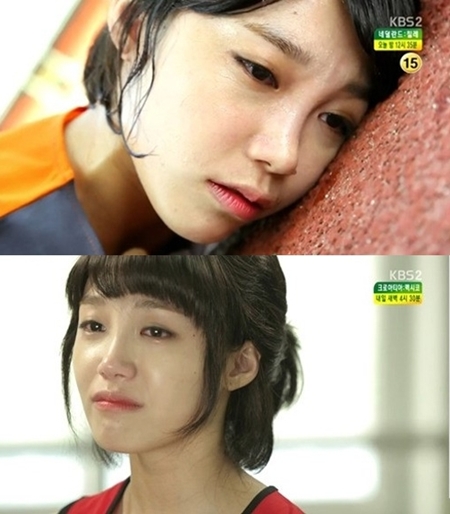 걸그룹 에이핑크 멤버 정은지가 지상파 첫 주연에서 눈물 연기로 시청자들의 호평을 받았다./KBS 2TV 트로트의 연인 방송 화면 캡처