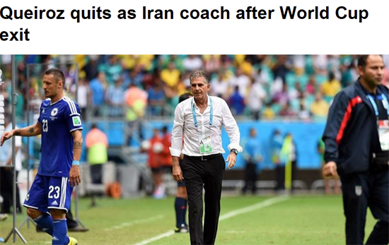 16강 진출에 실패한 이란 축구대표팀 카를로스 케이로스 감독이 지휘봉을 내려놓는다. / 알아라비야 캡처