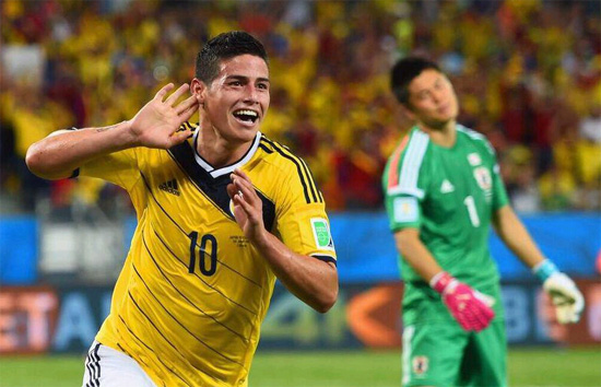 콜롬비아는 월드컵 시작 전 핵심 공격수인 라다멜 팔카오를 잃어 16강 진출이 불투명했지만 조 리그에서 3전 전승을 거두며 강력한 화력을 과시했다. / 하메스 로드리게스 페이스북 캡처