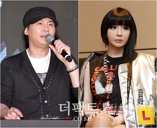 양현석(왼쪽) 대표의 감성팔이 식 해명이 박봄의 마약 밀반입 논란에 오히려 악재가 되고 있다./더팩트DB