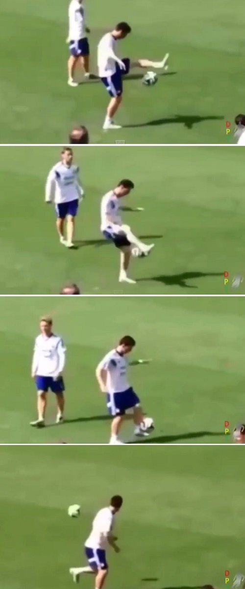 리오넬 메시가 오는 10일 열리는 네덜란드와 준결승을 앞두고 훈련에서 환상적인 볼 트래핑을 보이고 있다. / 유튜브 영상 캡처