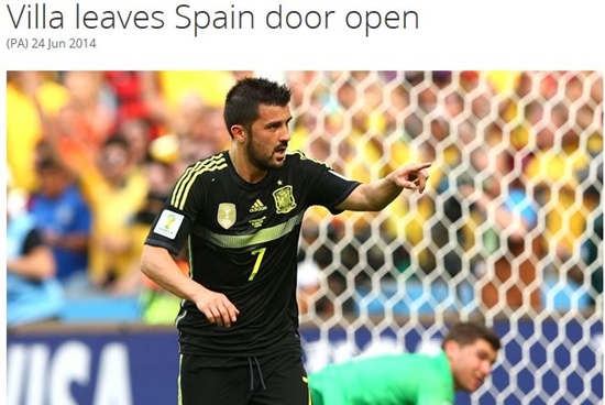 다비드 비야가 지난달 24일 열린 브라질 월드컵 조별리그 B조 3차전 호주와 경기에 출장해 골을 넣었다. / 국제축구연맹 홈페이지 캡처