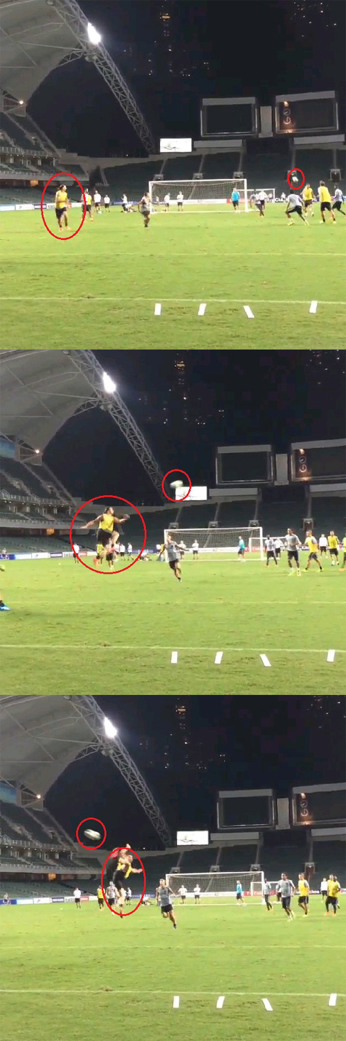 즐라탄 이브라히모비치가 홍콩에서 가진 연습 경기에서 화려한 뒤돌려차기 슈팅을 성공시켜 박수갈채를 받았다. / 유튜브 캡처