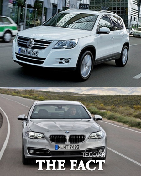 지난달 수입차 신규등록 대수 1만8112대 가운데 디젤모델이 1만2209대로 전체의 67.4%를 차지한 것으로 집계됐다. 폭스바겐 티구안 2.0TDI 블루모션, BMW 520d/ 폭스바겐, BMW 코리아 제공