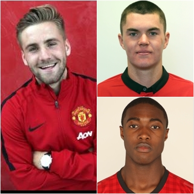 맨체스터 유나이티드의 수비 영건 3총사 루크 쇼, 마이클 킨, 타일러 블랙켓(왼쪽부터 시계 방향)이 뛰어난 활약으로 주전 입성을 노리고 있다.