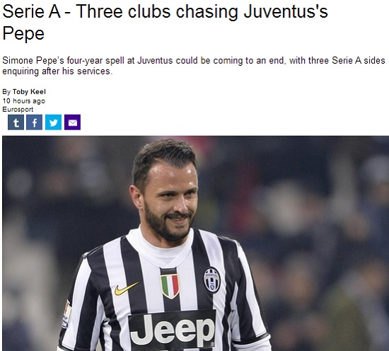 시모네 페페가 세리에 A 3개 팀의 관심을 받고 있다고 6일 유로스포트가 보도했다. / 유로스포트 홈페이지 캡처