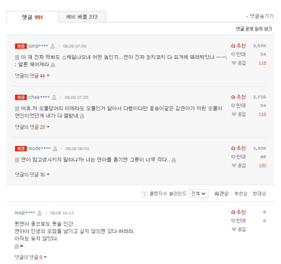 김원중과 상무 아이스하키 선수들의 일탈 행동이 8일 더팩트의 단독 보도로 알려지자 누리꾼들은 분노했다. /네이트 캡처