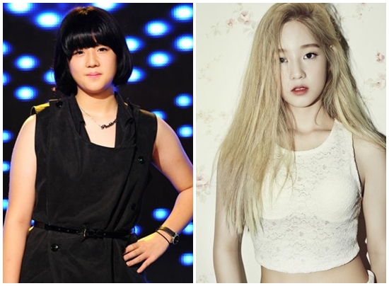 32kg을 감량한 박보람이 다이어트 전(왼쪽)과 후를 홍보에 이용하며 좋은 데뷔 성적을 내고 있다. /CJ E&M, 박보람 인스타그램