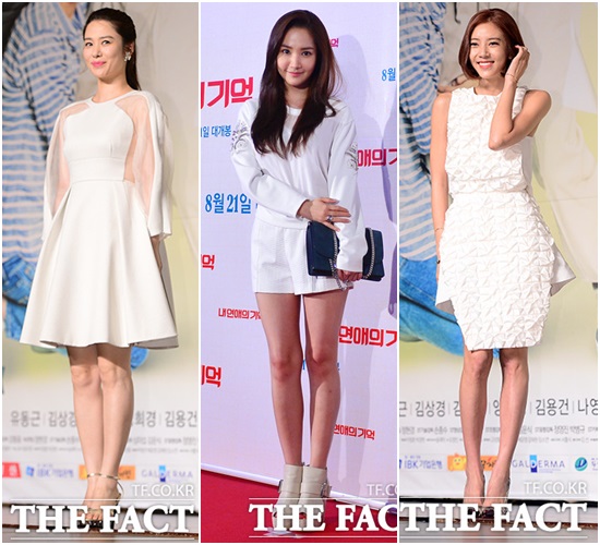 흰색 아이템으로 멋을 낸 스타들. 김현주 박민영 손담비(왼쪽부터)./남윤호 김슬기 기자