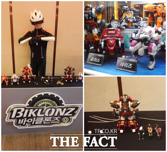 완구 기업 영실업이 국내 최초로 크로스 합체 가능한 변신로봇 바이클론즈를 18일 출시했다. /소공동=신진환 기자