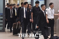 [TF포토] '북한 대표단, AG 조추첨 위해 입국'