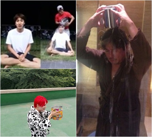 아이스버킷챌린지 유재석-정은지-강승윤-김준수-오바마,  캠페인 참여 열기가 뜨겁다. /이광수(왼쪽 위), 김준수(왼쪽 아래) 최민식(오른쪽) 트위터 캡처