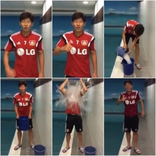 아이스버킷챌린지에 축구선수 손흥민도 동참했다./ 톨가이 아슬란(함부르크SV) 페이스북