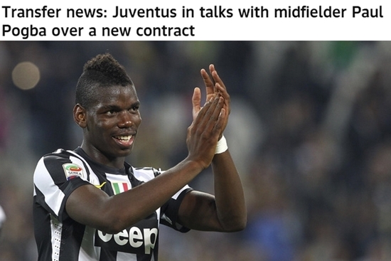 쥐세페 모라타 유벤투스 단장이 20일 폴 포그바와 재계약 협상을 시작했다고 밝혔다. / 스카이스포츠 홈페이지 캡처