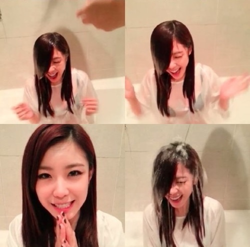 전효성이 공개한 아이스 버킷 챌린지 영상에서 의도하지 않은 노출로 주목을 받고 있다. / 전효성 트위터