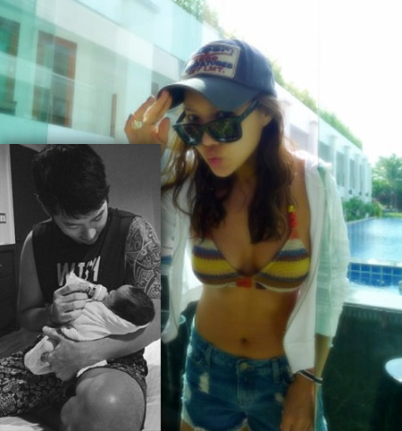 쿨 유리 남편이 딸을 안고 사진을 찍어 눈길을 끌고 있다. / 유리 미니홈피