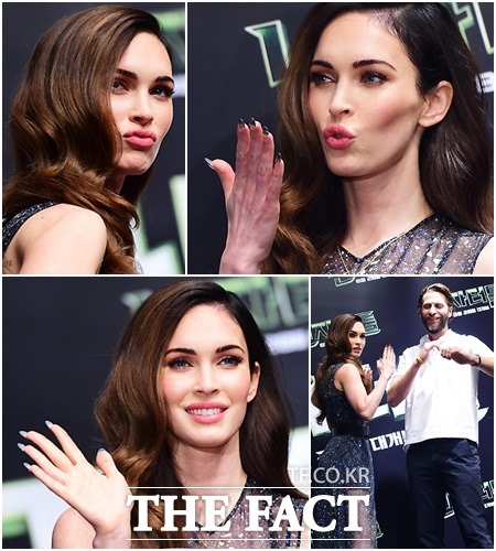 영화 닌자터틀 주연배우로 지난 2009년 이후 5년 만에 한국을 다시 찾은 메간 폭스./배정한 기자