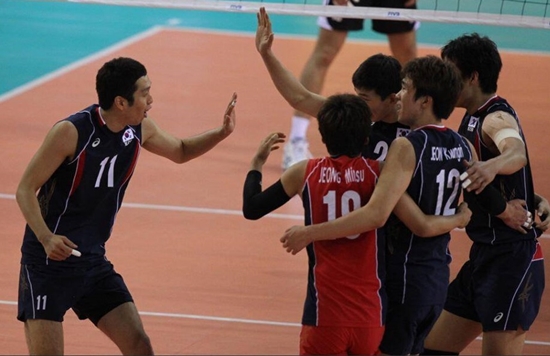 한국이 24일 카자흐스탄 알마티의 쇼락 스포츠센터에서 열린 제 4회 AVC컵 남자배구대회 결승에서 인도를 3-0으로 꺾고 정상에 올랐다. / 대한배구협회 홈페이지 캡처