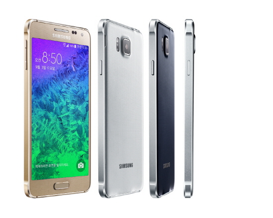 삼성전자가 고급스러운 메탈 소재 테두리를 적용한 스마트폰 갤럭시 알파를 이동통신 3사를 통해 3일 출시한다. 갤럭시 알파는 6.7mm로 국내 스마트폰 중 가장 얇은 두께를 자랑한다./ 삼성전자 제공