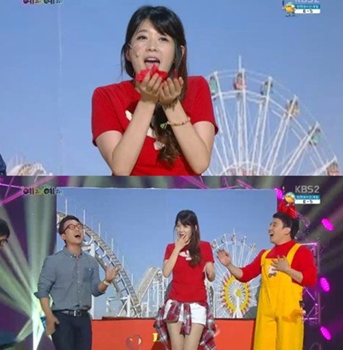 KBS2 개그콘서트-예뻐예뻐가 레이디스코드의 예뻐예뻐가 아닌 다른 곡을 배경으로 깔았다. /KBS2 개그콘서트 방송 캡처