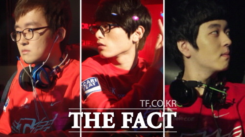 SK텔레콤 T1 프로 게임단은 리그오브레전드 게임단 소속 푸만두 이정현, 피글렛 채광진, 호로 조재환(왼쪽부터)과 오는 30일자로 계약을 종료한다고 밝혔다./김연정 기자
