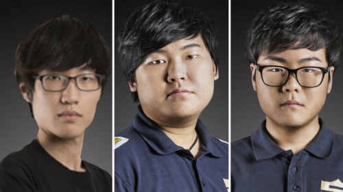 해외팀 소속으로 롤드컵에 출전한 한국 선수 TSM 러스트보이 함장식, 로얄클럽 인섹 최인석, 제로 윤경섭(왼쪽부터). 러스트보이, 인섹, 제로는 롤드컵 B에 속했다./라이엇게임즈 제공