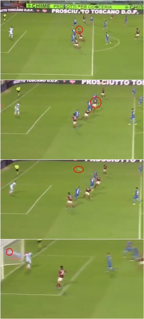 페르난도 토레스가 24일 엠폴리 FC전에서 감각적인 헤딩 슈팅을 터뜨리고 있다. / 유튜브 영상 캡처