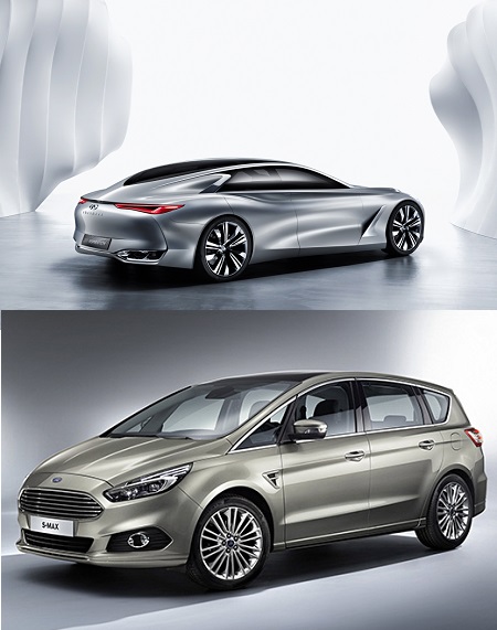 인피니티 콘셉트카 Q80 인스퍼레이션(위쪽)과 포드의 미니밴 S-맥스