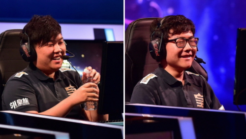 롤드컵 중국 대표 로얄클럽의 한국 출신 정글러 인섹 최인석(왼쪽)과 제로 윤경섭. 인섹 최인석과 제로 윤경섭은 EDG와 롤드컵 8강전에서 승리한 후 소속 국가가 아닌 롤 프로게이머로서 지켜봐 달라고 밝혔다./라이엇게임즈 제공