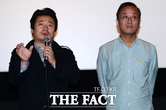 영화 다이빙벨을 만든 이상호 기자(왼쪽)와 안해룡 감독./부산=남윤호 기자