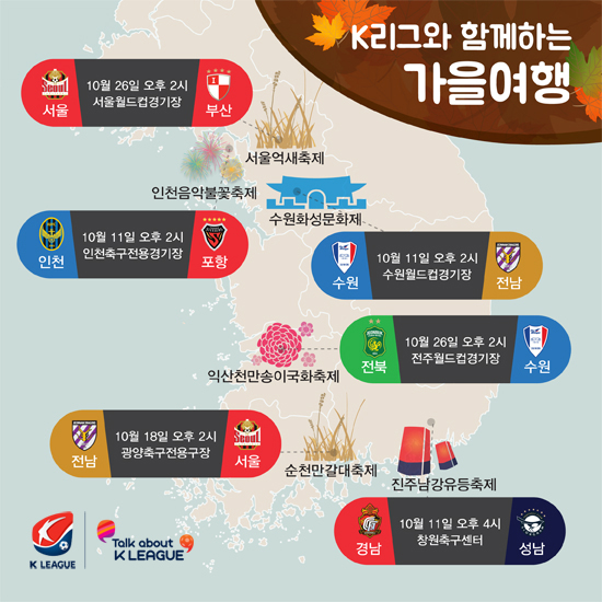 한국프로축구연맹이 K리그 경기를 관람한 뒤 팬들에게 각 구단 연고지에서 열리는 가을축제를 소개했다. / 한국프로축구연맹 제공