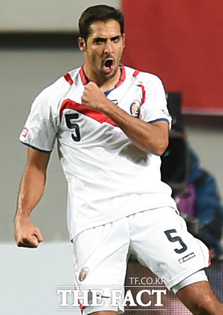 코스타리카 셀소 보르게스가 14일 서울월드컵경기장에서 열린 한국전에서 전반 37분 선제골을 터뜨린 뒤 기뻐하고 있다. / 서울월드컵경기장 = 최용민 기자