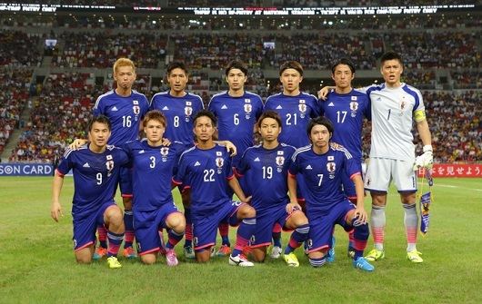 일본 축구 대표팀이 14일 브라질과 친선경기를 앞두고 포즈를 취하고 있다. / 일본축구협회