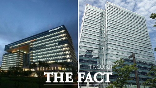 엔씨소프트(왼쪽)와 넷마블게임즈가 수사 전용 사이트를 만들었다는 주장이 제기된 가운데 양사가 사실무근이라는 공식입장을 밝혔다./더팩트DB